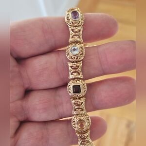Ross Simons Etruscan 18k Gold Vermeil 925 Multi-Stone Bracelet 8"